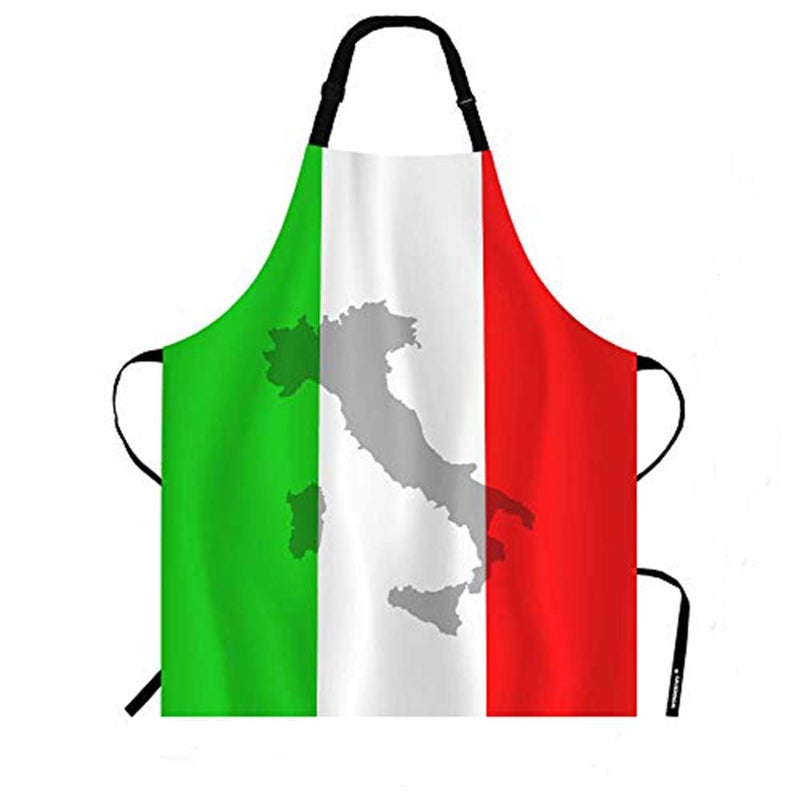 WONDERTIFY Italian Flag Apron,The Contour of Italian Territory Is Printed on The Flag Bib Apron with Adjustable Neck for Men Women,Suitable for Home Kitchen Cooking Waitress Chef Grill Bistro Apron - Image 1